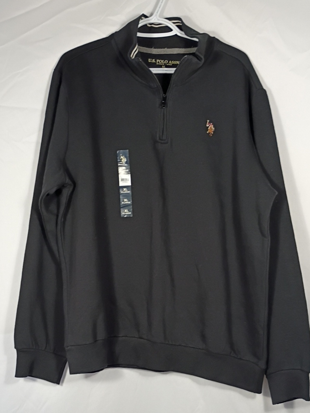 NWT U.S. Polo Assn. Men’s Black Quarter-Zip Pullover Sweater Size XL Winter Fall